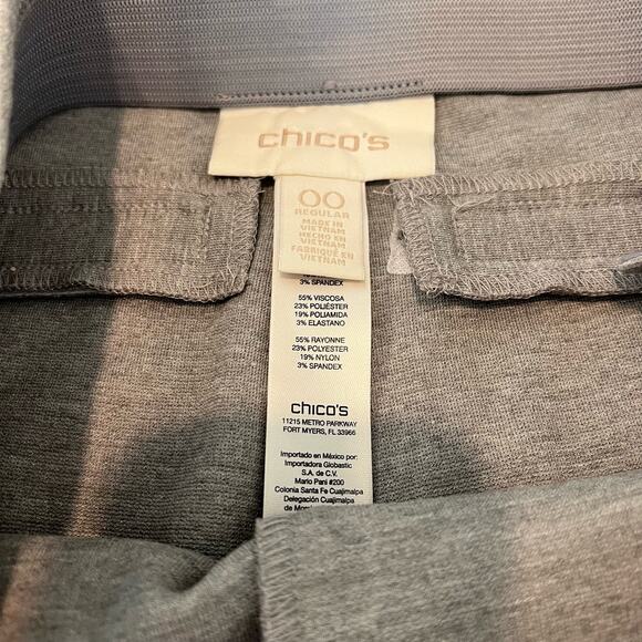 Chicos Women's Pull On Trouser Straight Leg Light Grey Size 00, Xs/S 2/4 - Picture 10 of 10